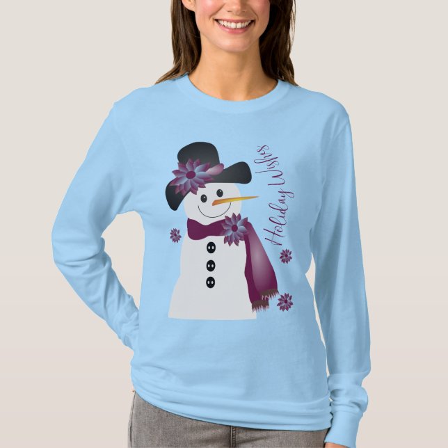Camiseta Artsy Snowman Con Pluma (Anverso)