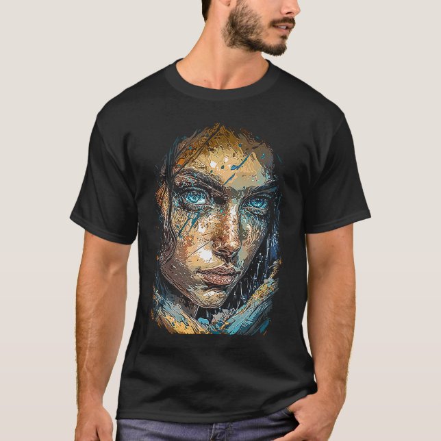 Camiseta Artwork Fantasy Portrait of a Beautiful Woman with (Anverso)