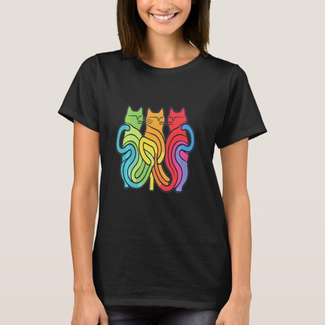 Camiseta Arty Rompecabezas Arcoíris Gato Rave (Anverso)
