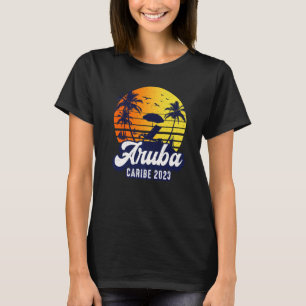 Camiseta Aruba 2023 Caribe Atardecer Playa Retro Premium