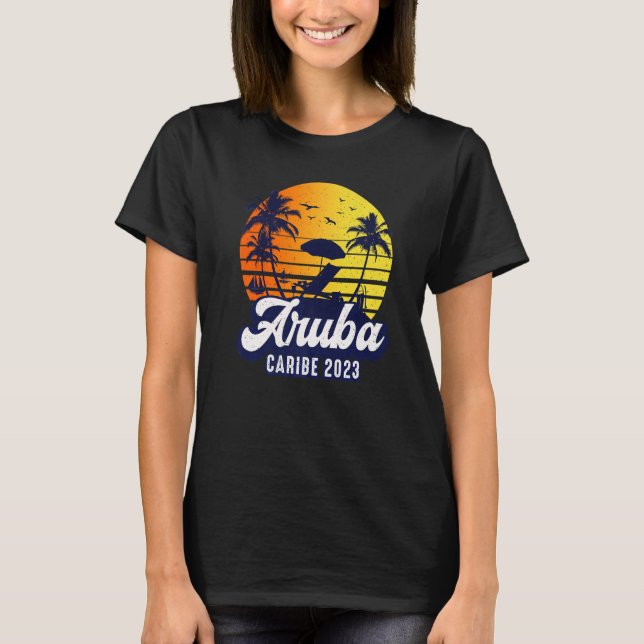 Camiseta Aruba 2023 Caribe Sunset Beach Retro Premium (Anverso)
