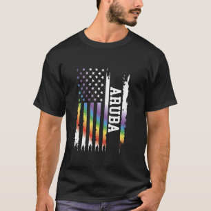 Camiseta Aruba Estados Unidos presiona arcoiris con bandera