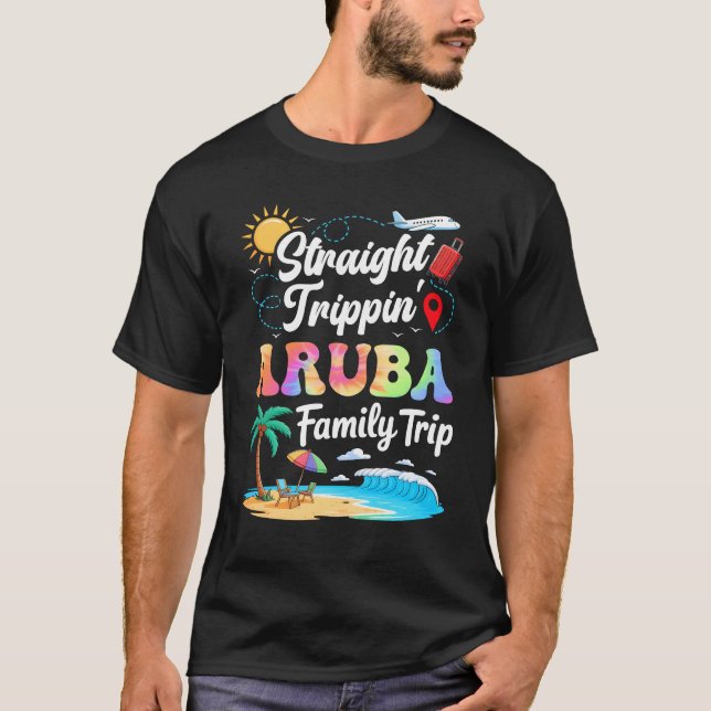 Camiseta Aruba Family Vacation 2025 Straight Trippin Trip S (Anverso)