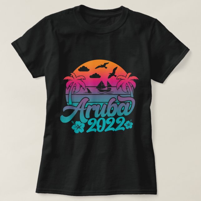 Camiseta Aruba Retro Aruba Beach 2022 Aruba Family Vacation (Diseño del anverso)