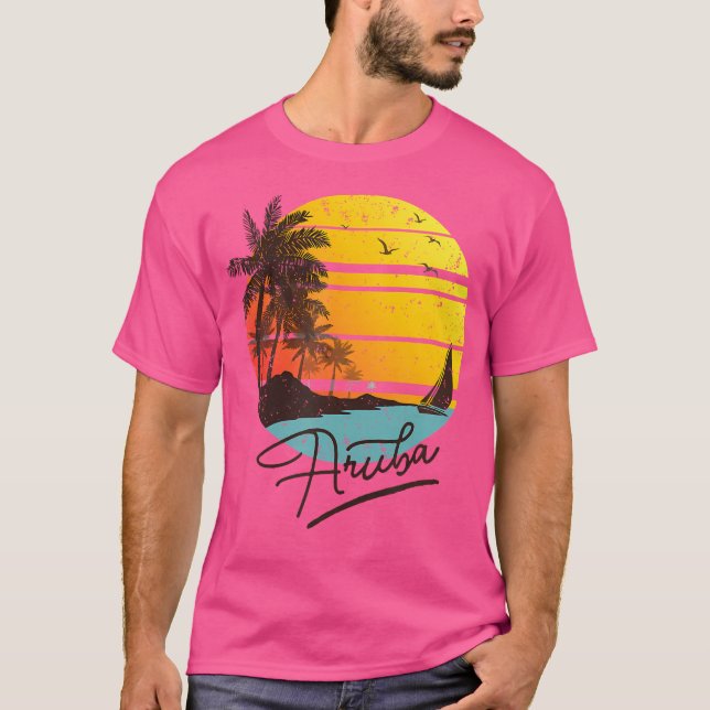 Camiseta Aruba Retro Verano Playa Tropical (Anverso)