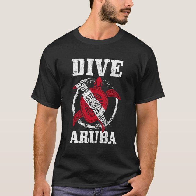 Camiseta Aruba Scuba Bandera Buceo Turba Mar Buceador Buceo (Anverso)