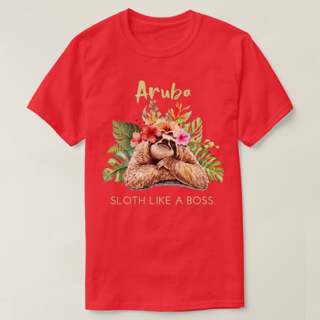 Camiseta Aruba Sloth Like a Boss Vacation Souvenir Regalo (Diseño del anverso)