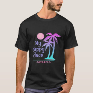 Camiseta Aruba Souvenir Palm Tree Happy Beach Sun