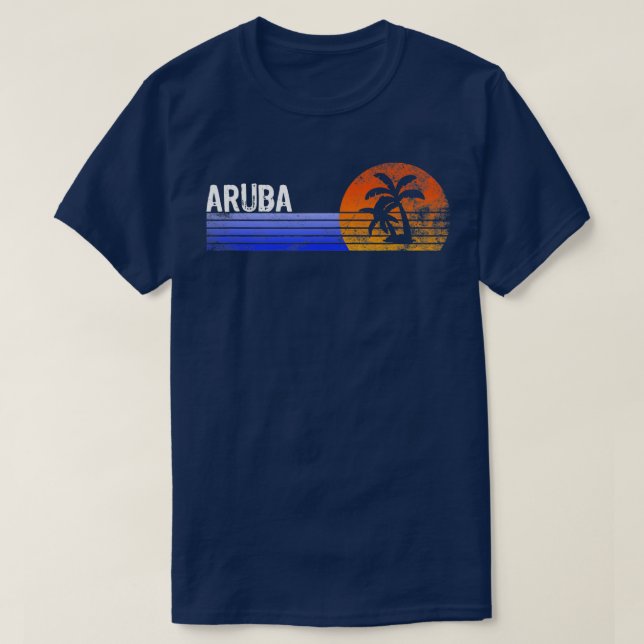 Camiseta Aruba Souvenir Recorrido Retro Sunset vacaciones d (Diseño del anverso)