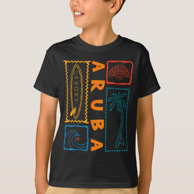 Camiseta Aruba Vacation Wave Surfing Summer Beach Retro  (Anverso)