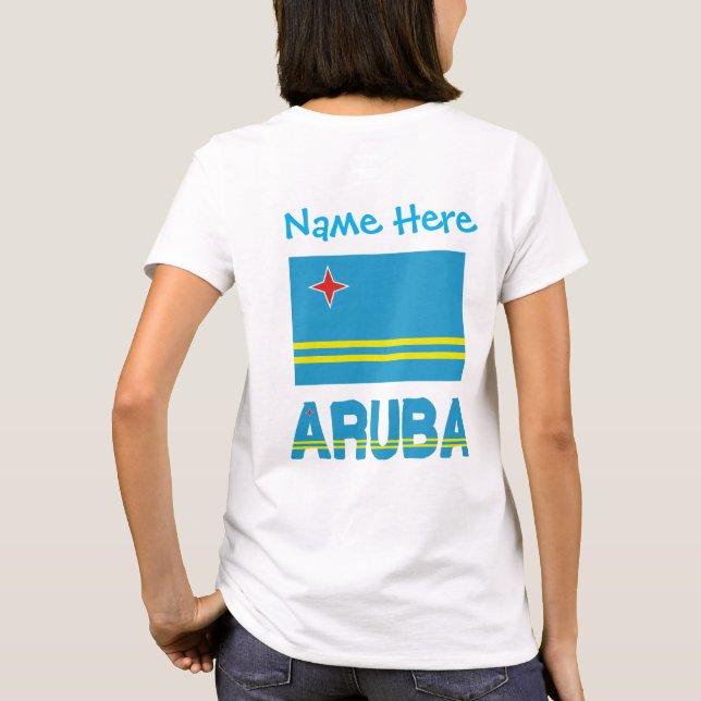 Camiseta Aruba y la bandera de Aruba Personalización azul d (Reverso)