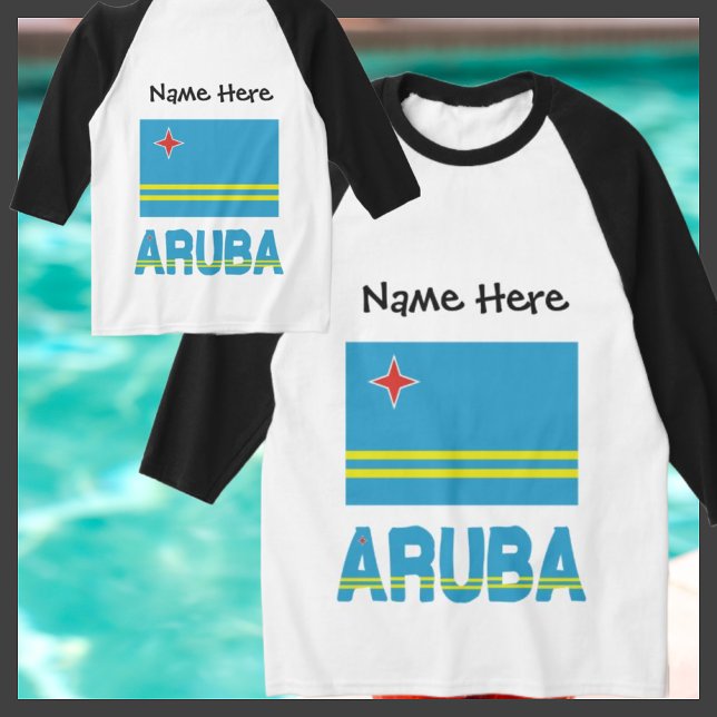 Camiseta Aruba y la bandera de Aruba son manchadas de largo (Subido por el creador)