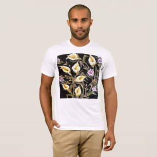 Camiseta Arum Lily Artistic Floral Design On Black