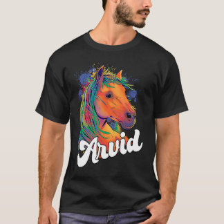 Camiseta ARVID Nombre de niño pequeño con hermoso caballo