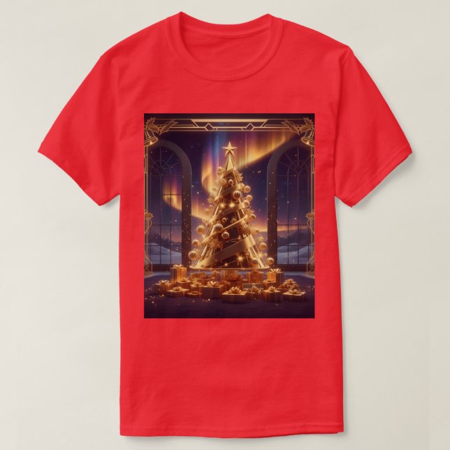 Camiseta arvore de natal de ouro (Diseño del anverso)