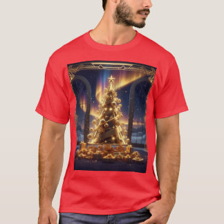 Camiseta arvore de natal de ouro