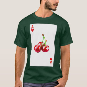Camiseta As de corazones carta de juego con cerezas