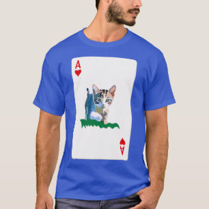 Camiseta As de corazones carta de juego con gato