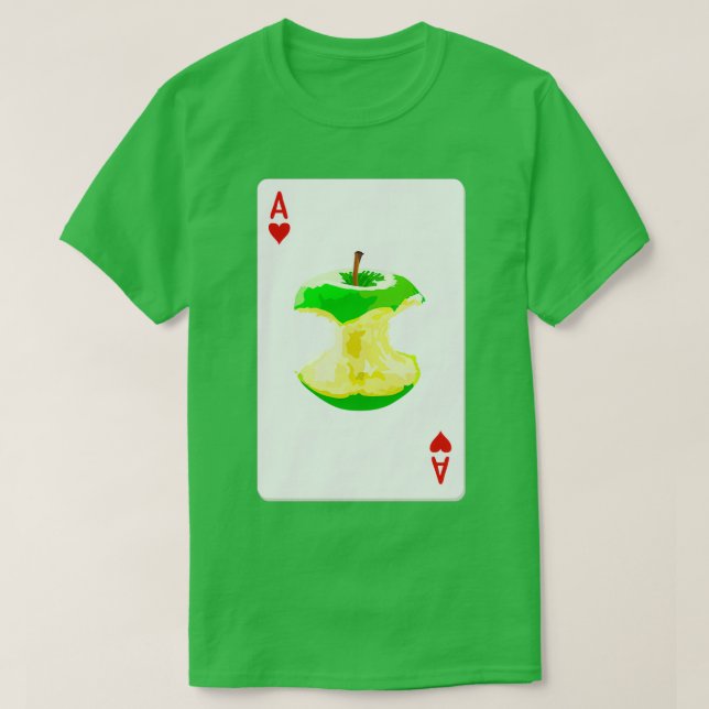Camiseta As de corazones jugando cartas con manzana verde (Diseño del anverso)