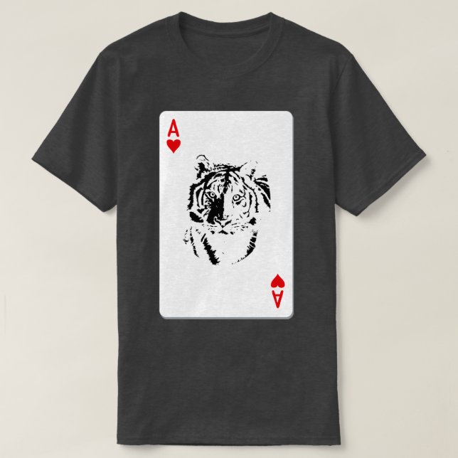 Camiseta As de corazones jugando cartas con tigre (Diseño del anverso)