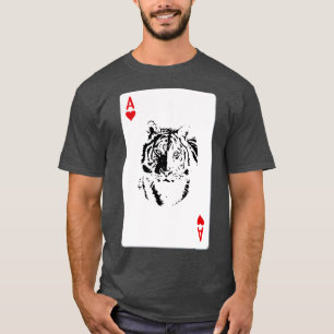 Camiseta As de corazones jugando cartas con tigre