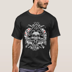Camiseta As de Picas Calaveras Cartas de Juego Jugador
