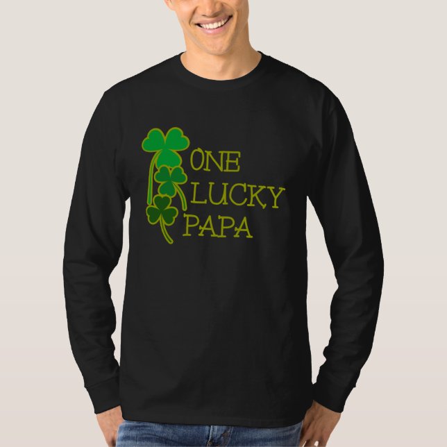 Camiseta AS tees Fun One Lucky Papa Shamrock St Patty Patri (Anverso)