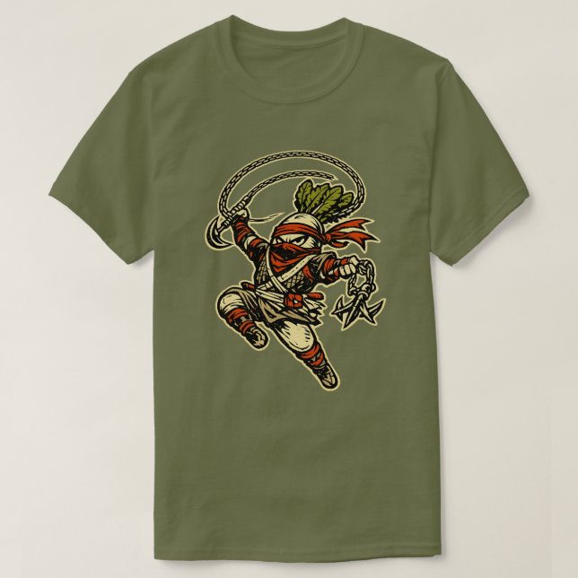 Camiseta Asaltante de Rábano — Divertido Explorador Ninja D (Diseño del anverso)
