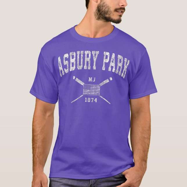 Camiseta Asbury Park NJ Bandera Nautical de Estados Unidos (Anverso)