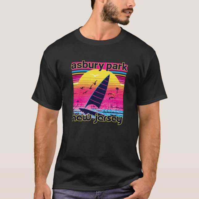 Camiseta Asbury Park Retro 80s Style Souvenir Beach (Anverso)