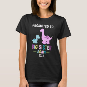 Camiseta Ascendida a Hermana Mayor de Nuevo 2023 Niñas Dino