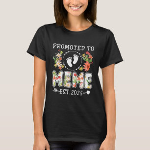 Camiseta Ascendida a Meme 2025 Flor Abuela por Primera Vez