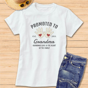 Camiseta Ascendido a Abuela Huellas de Mano de Bebé Cita de