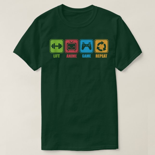 Camiseta Ascensor, anime, videojuegos, repetición de gimnas (Diseño del anverso)