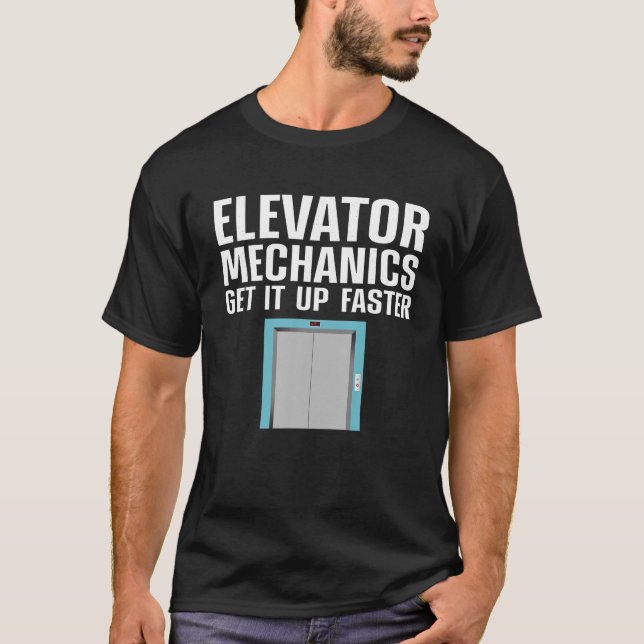 Camiseta Ascensor divertido de arte mecánico Hombres Elevad (Anverso)