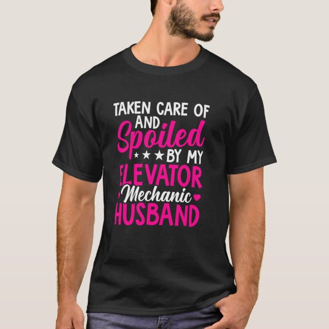 Camiseta Ascensor Mecánico Esposo Esposa Ascensor Reparman (Anverso)