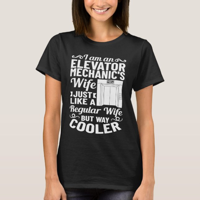 Camiseta Ascensor Mechanic Wife Botones Tecnológico Inspecc (Anverso)