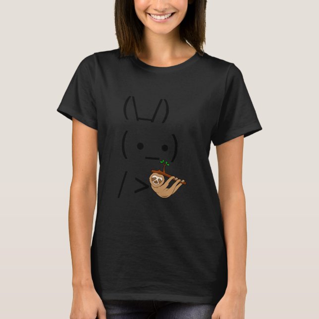 Camiseta Ascii Bunny Rabbit Holding A Sloth (Anverso)