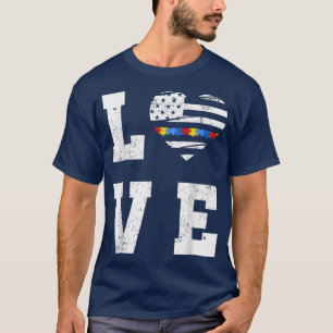 Camiseta ASD Love Autism Spectrum American Flag Ju