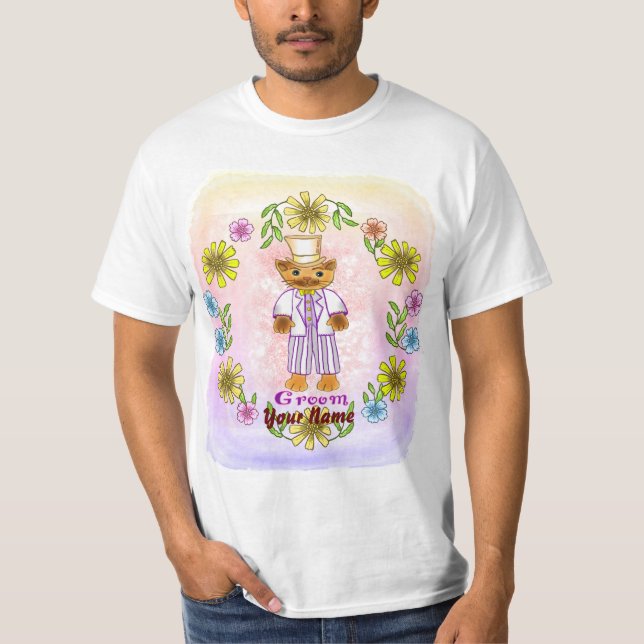 Camiseta Aseo de gato floral  (Anverso)