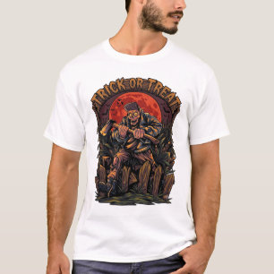 Camiseta Asesino De Halloween Hacha Esqueleto Rojo M