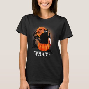 Camiseta Asesino Halloween Scary Moon Gato negro con cuchil