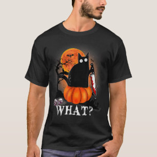 Camiseta Asesino Halloween Scary Moon Gato negro con cuchil