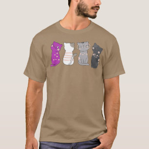 Camiseta Aseuality Ace Flag Kawaii Cat Lover Regalo Aseual