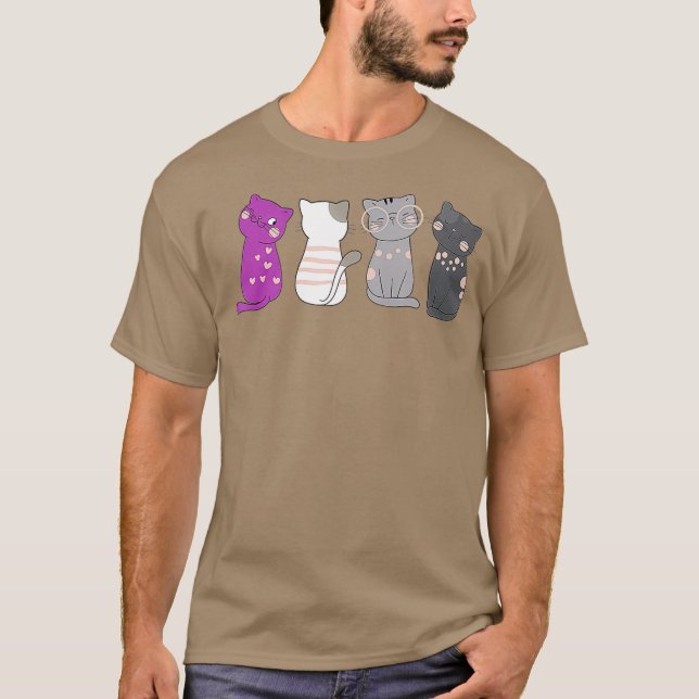 Camiseta Aseuality Ace Flag Kawaii Cat Lover Regalo Aseual (Anverso)