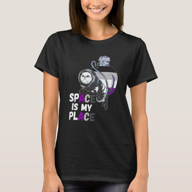 Camiseta Asexual Astronaut Cat Retro Space Is My Place Ace  (Anverso)