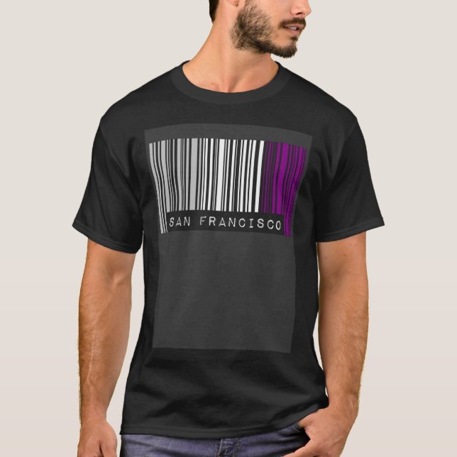 Camiseta Asexual Barcode Pride San Francisco California Cut (Anverso)
