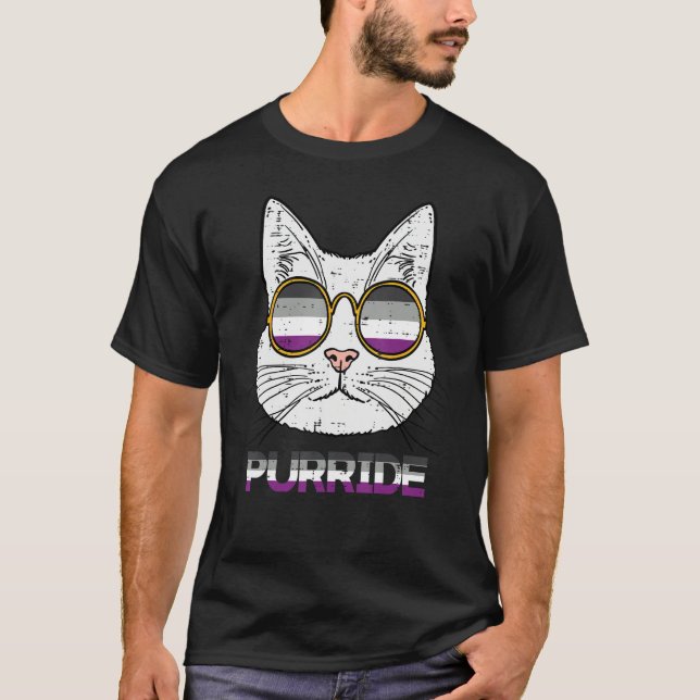 Camiseta Asexual Cat Purride Ace Pride Flag Asexuality LGBT (Anverso)