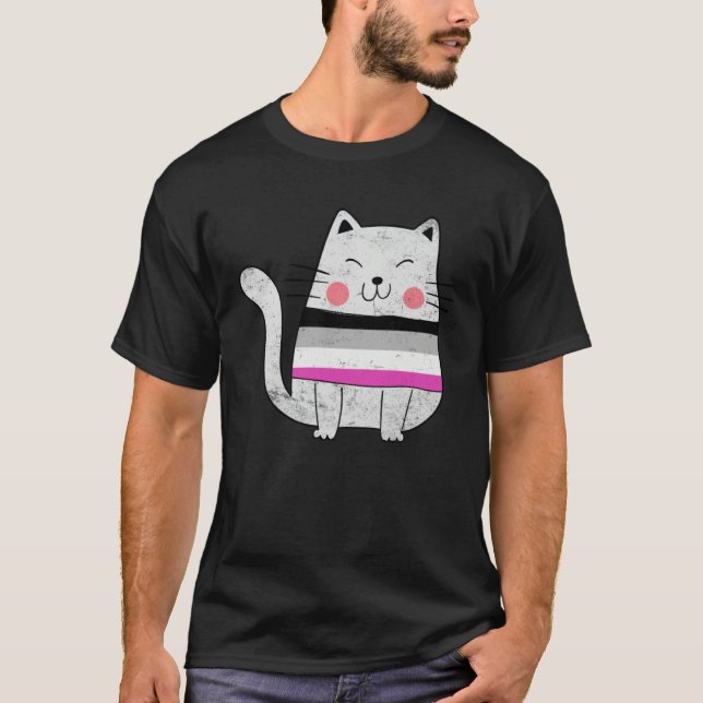 Camiseta Asexual Flag LGBTQ Cats Pride Cat (Anverso)