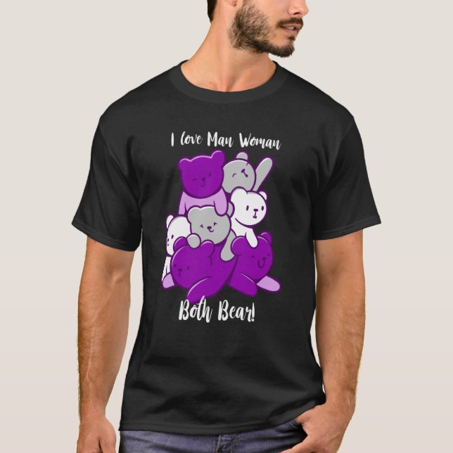 Camiseta Asexual I Love Man Woman Both Bear Asexuality Ace  (Anverso)
